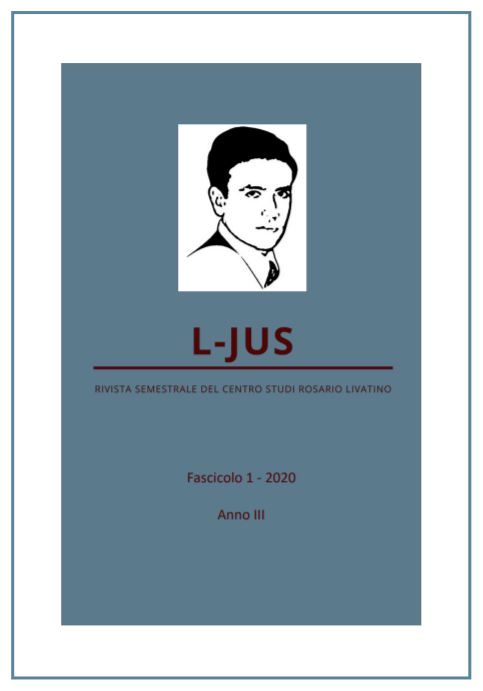 Copertina del fascicolo n. 1 del 2020 della pubblicazione L-Jus, a cura del Centro Studi Rosario Livatino